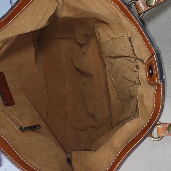 Patricia Nash " Benvenuto" Floral Distressed Leather Tote/Shoulder Bag - Picture 8 of 13